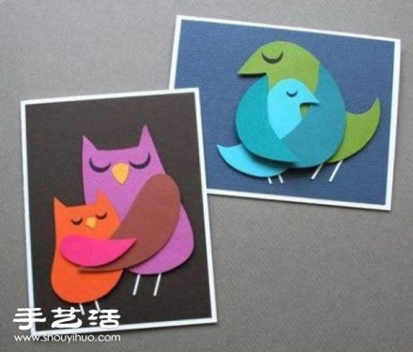 Warm bird paper-cut collage tutorial with illustrations