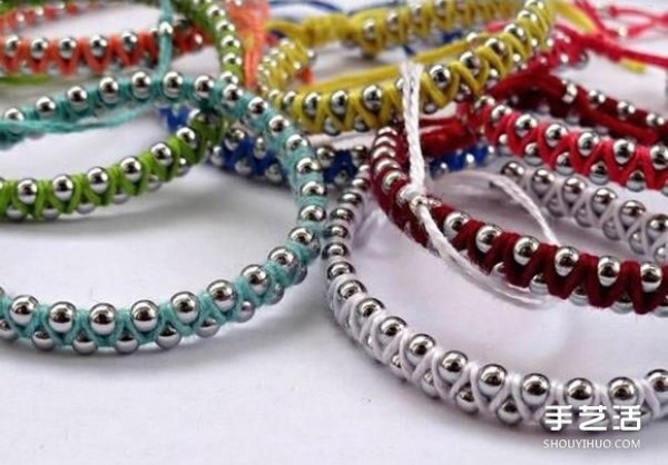 Braided rope wrapped around metal beads, DIY mixed and matched to create your exclusive bracelet