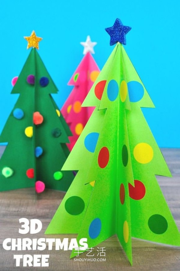 Kindergarten handmadeTutorial on how to make a three-dimensional paper Christmas tree