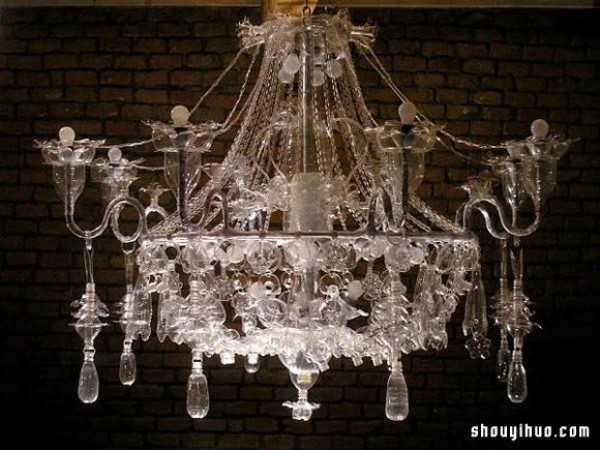 Waste plastic bottles replace glass, recycle and reuse DIY crystal chandelier