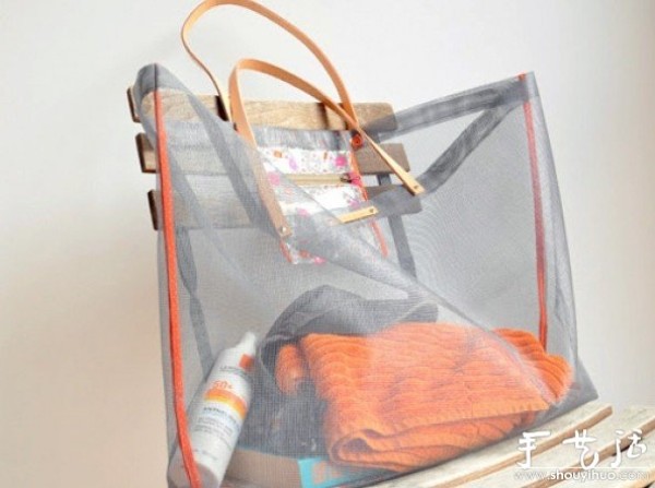 DIY transparent beach casual bag handmade with screen cloth