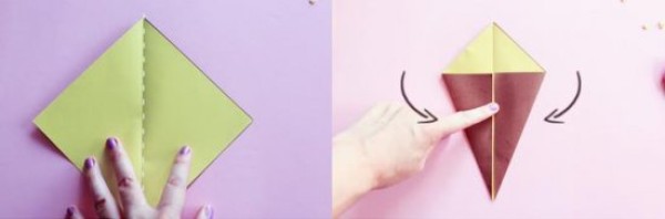 Childrens ice cream origami method, simple and cute ice cream folding method and illustration