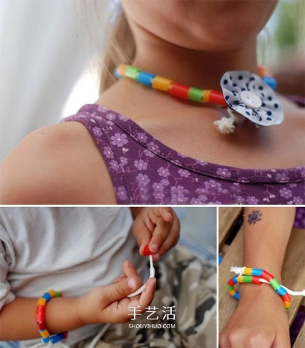 A gorgeous rainbow around your neck! How to make beautiful necklaces with straws