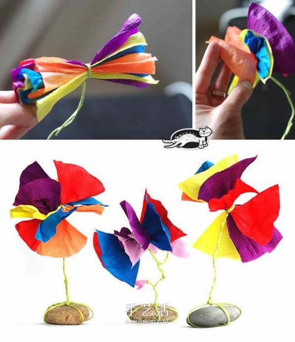 The simplest way to make crepe paper flowers with crepe paper flowers for young children