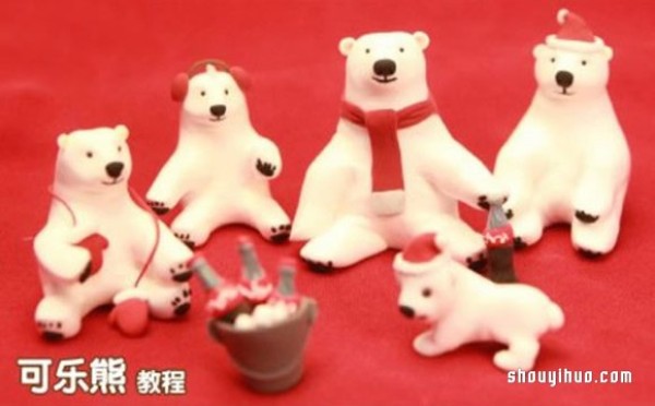 Detailed step-by-step illustration of making a cute Coca-Cola Bear doll from clay