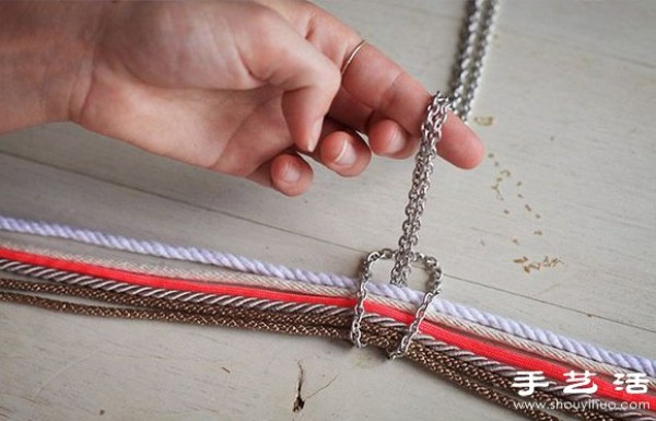 Braided rope + metal chain DIY handmade super beautiful necklace