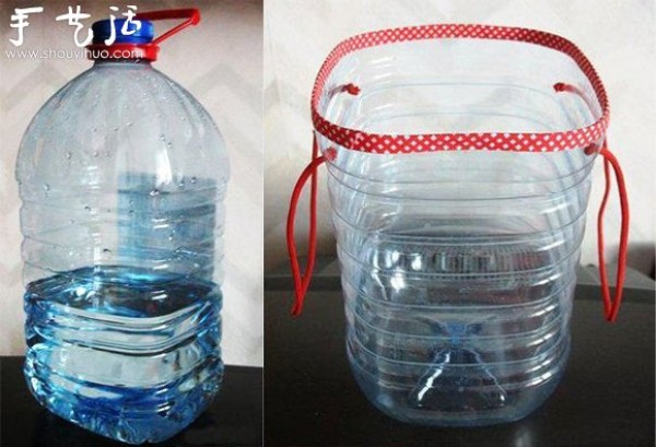 Large-sized mineral water bottle DIY storage basket