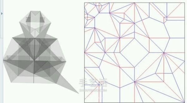 The origami method of complex small animal origami 3D squirrel with CP diagram