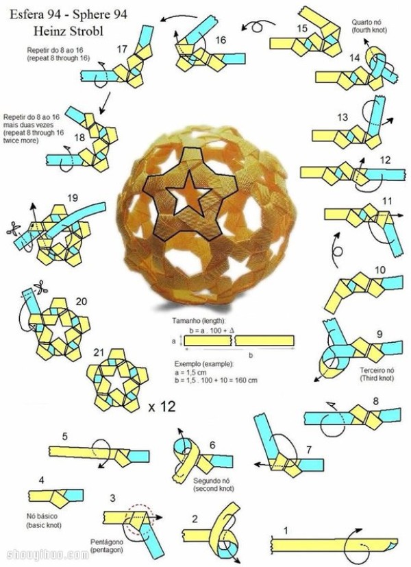 How to Fold Hollow Flower Balls, Illustrated Step-by-Step Tutorial on Origami Flower Balls