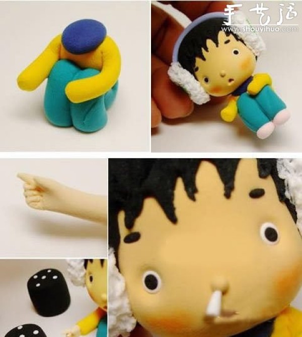 Handmade from soft clay: A very cartoony and cute little boy