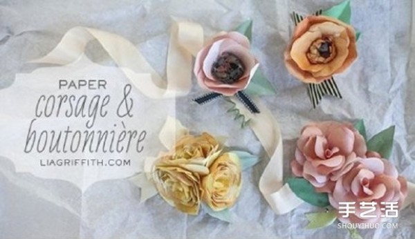 How to make handmade paper corsage. Illustrated tutorial of making corsage with paper