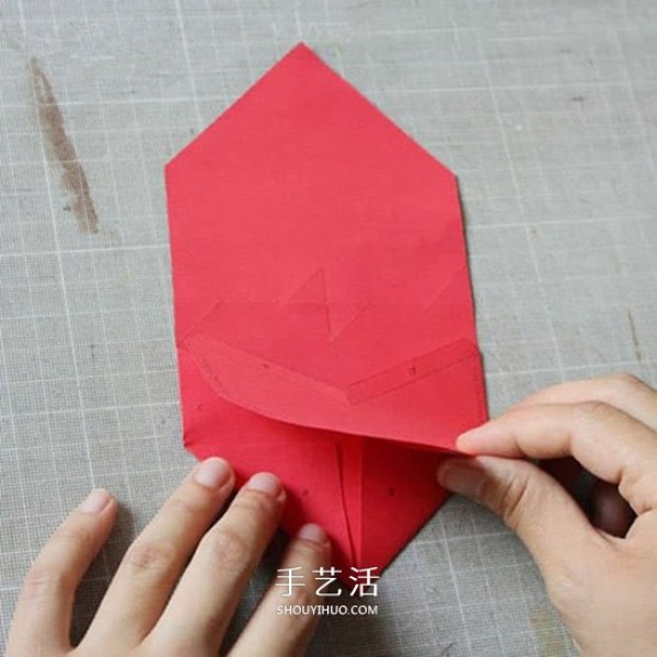 Illustration of how to fold red envelopes from cardboard. Handmade New Year love red envelopes