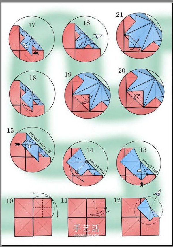 How to fold a flat crab with a diagram that looks like a small crab origami