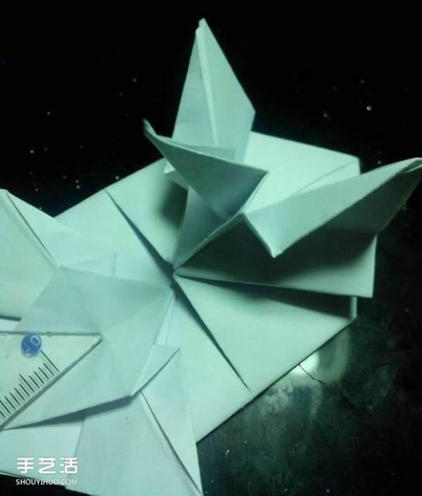 Handmade origami beautiful box illustration with paper crane packaging box folding method