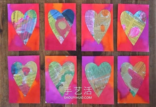 Tutorial on making homemade Teachers Day love cards by reusing old newspapers in kindergarten