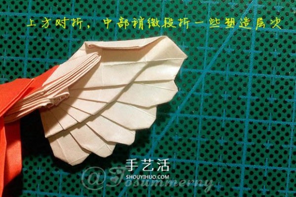 Illustration of how to fold a beautiful origami angel heart ring as a small origami gift for lovers