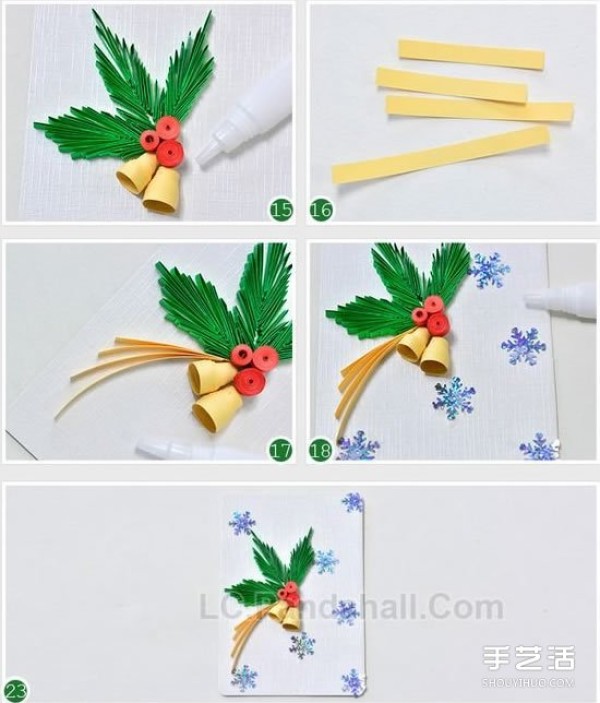 How to make quilled paper bells to make Christmas cards full of New Year flavor