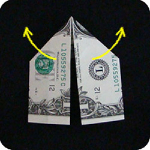 Tutorial of dollar origami ring, folding method of diamond ring with illustrations of banknotes