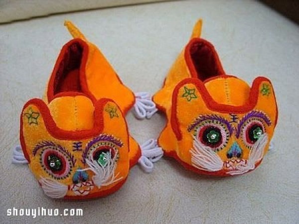 How to make childrens tiger head shoes, tiger head shoes fabric handmade tutorial