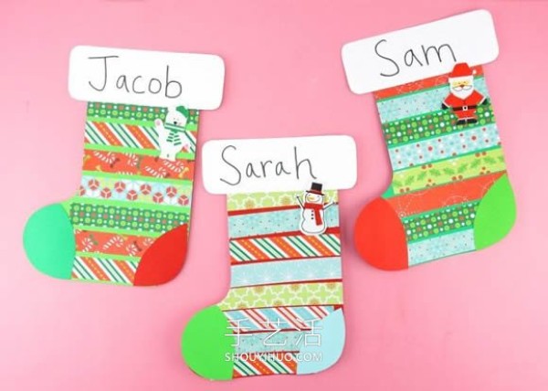 Tutorial on how to make simple handmade paper Christmas socks in kindergarten