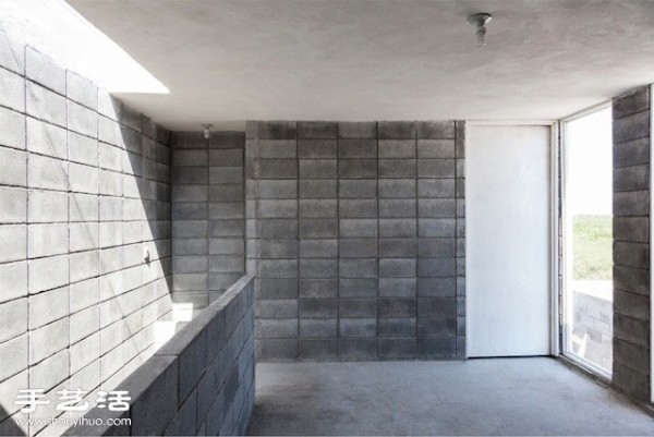 Modern Box House made of concrete blocks