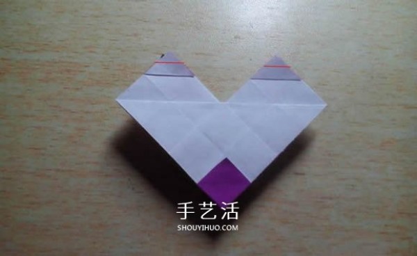 How to origami plaid love heart diagram, two-color plaid heart-shaped folding method