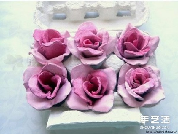 Handmade egg tray with rose decoration can be used even at weddings