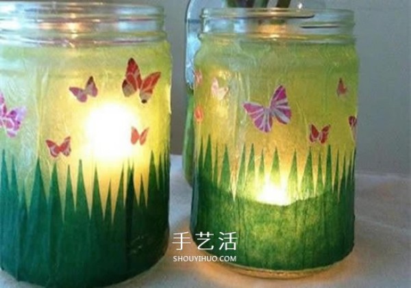 How to make a homemade glass bottle lantern with little butterflies flying in the morning light