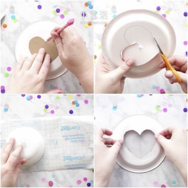 Use paper plates to make Valentines Day love ornaments in just a few simple steps! 