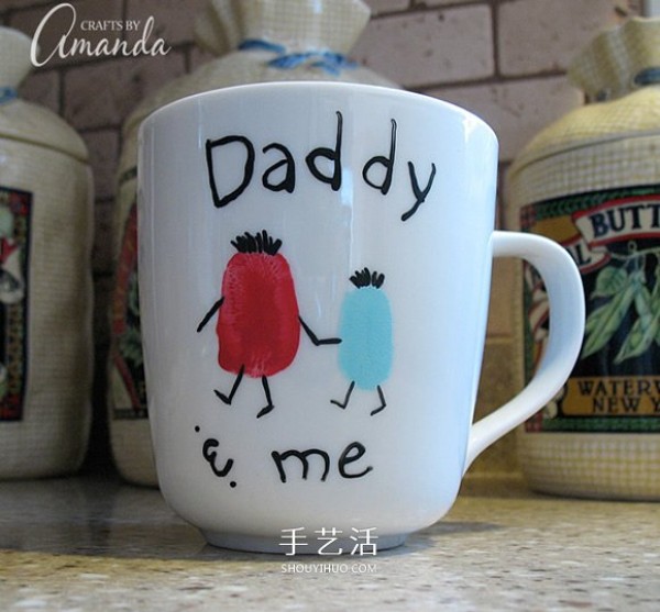 How to make a homemade hand-painted ceramic water cup gift for Fathers Day