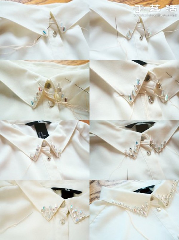 Old shirts are transformed into handmade DIY crystal pleated shirts