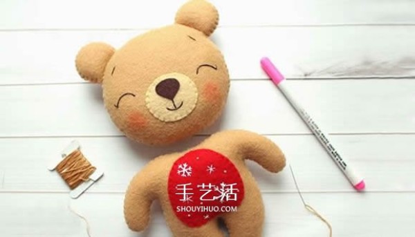 DIY illustrations of making super cute bear puppets with non-woven New Year bears