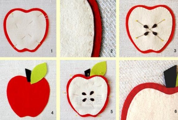 How to make non-woven apple coasters, simple DIY fabric fruit coasters