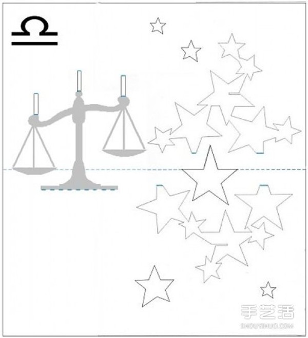 Constellation greeting card: How to make a three-dimensional Libra birthday card with drawings