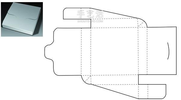 An expanded view of a storage box made from cardboard using a complete illustration of how to fold a storage box