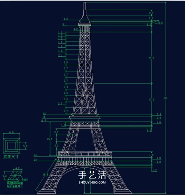 Detailed illustrated tutorial on hand-made Eiffel Tower model with bamboo sticks