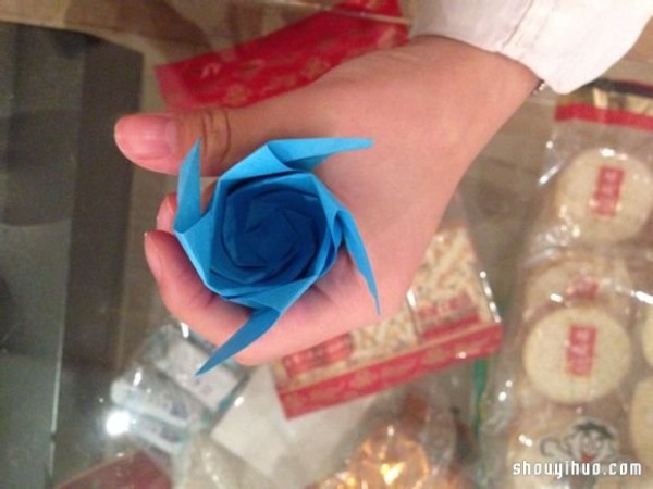 Ultra-detailed origami rose flower illustration