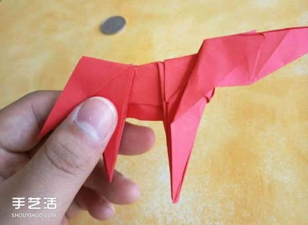 Super complex dog origami method illustrated with plastic surgery steps