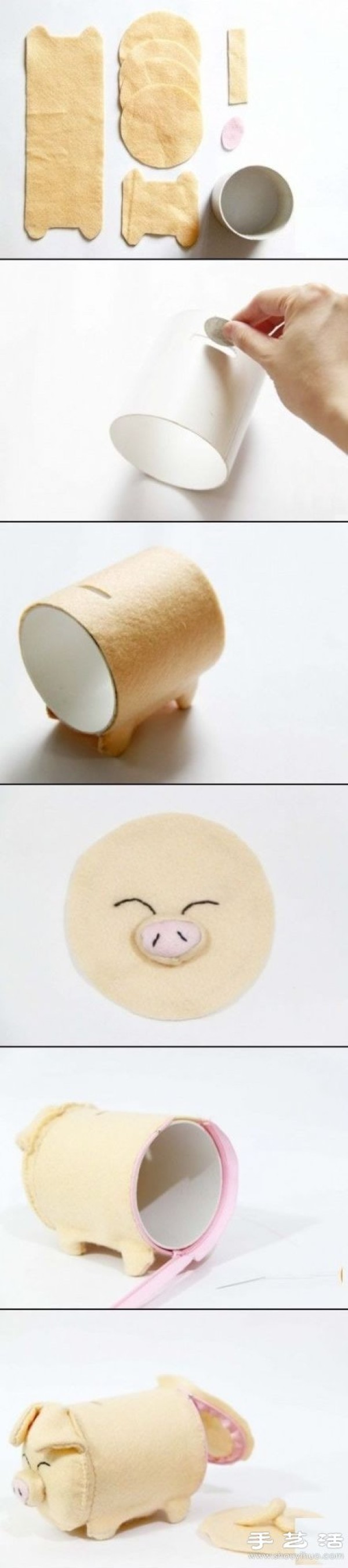 Parent-child handicrafts: Cute piggy bank made from non-woven fabrics