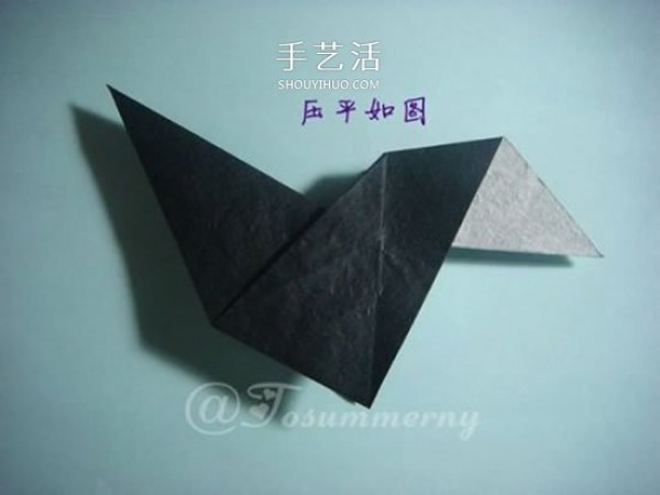 Cat slave, come and see me soon! Origami illustration of a sitting three-dimensional cat