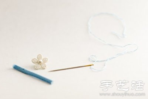 Button + elastic band DIY handmade cute little flower ring