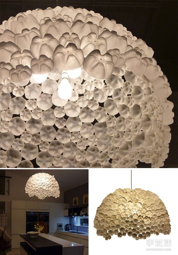 Beverage bottle plastic bottle waste is used to DIY a bouquet table lamp chandelier