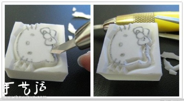 Hello Kitty rubber stamp hand-making tutorial