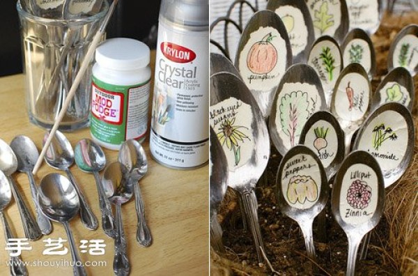 Metal spoons are creatively transformed and DIY is used to make interesting potted plants