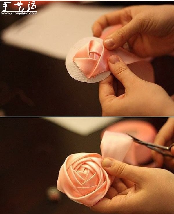 How to weave pink roses by hand with ribbons