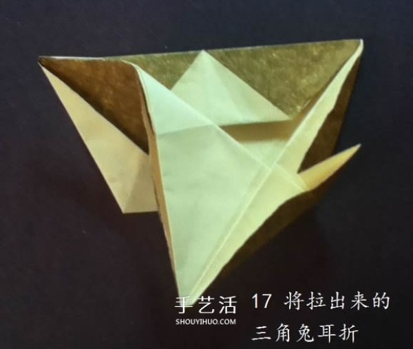 Wear the cat with you! Illustration of the origami method of cat head ring