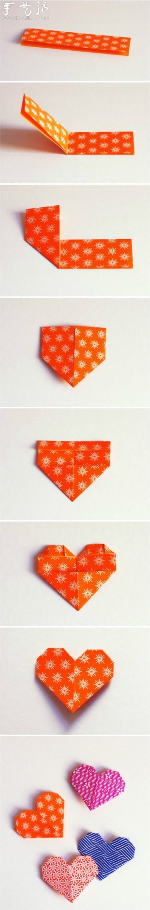 Beautiful heart-shaped bookmark origami tutorial