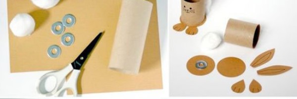 The method of using waste to make a pen holder is a simple and cute little rabbit pen holder DIY