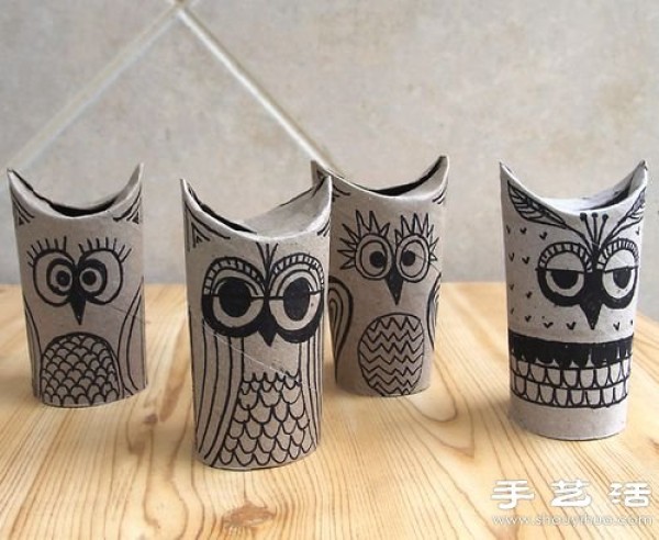 Using paper roll cores/roll paper tube wastes to make small handicrafts by hand