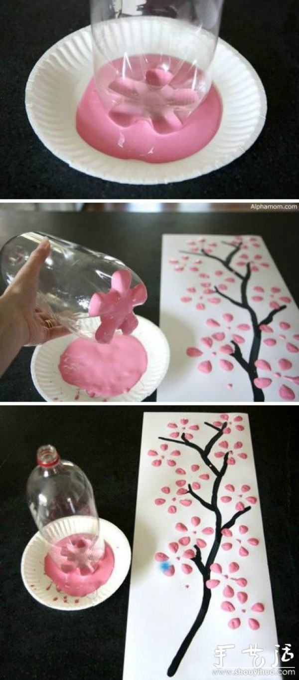 Coke bottle DIY cherry blossom decorative painting